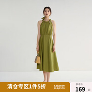 獨束微胖MM大碼女裝法式氣質(zhì)感高腰顯瘦A擺掛脖吊帶連衣裙 綠野仙蹤連衣裙 3XL (尺碼：5) 拍前和客服確認尺碼