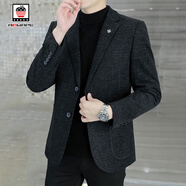 AEMAPE/美國蘋(píng)果 高檔毛呢西服男士秋冬季新款休閑百搭外套長(cháng)袖小西裝男 1號色 L 【建議110-130斤】