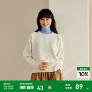 森馬毛衣女冬寬松時(shí)尚氣質(zhì)圓領(lǐng)針織衫優(yōu)雅千鳥(niǎo)格套頭衫女裝內(nèi)搭 白色調(diào)00311 L