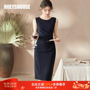 ROEYSHOUSE羅衣原創(chuàng)無袖職業(yè)連衣裙女夏裝時(shí)尚新款優(yōu)雅收腰背心裙01957 藏青色 S