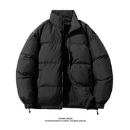 舉風(fēng)黑色連帽pu皮羽絨棉服男款冬季高級感美式毛領(lǐng)外套加厚短款面包服 黑色【羽絨服】 XL （推薦130-145斤）