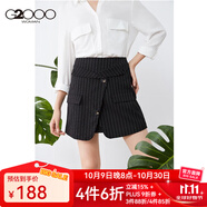 G2000商場同款女裝半身裙 新款時尚不規(guī)則拼接豎條紋短裙93264301 黑色/99 S /34