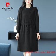 皮爾卡丹（pierre cardin）品牌高檔輕奢新中式針織連衣裙女秋冬中年媽媽裝大碼顯瘦毛衣裙收 品牌高端新品-黑色 6XL 186斤-200斤