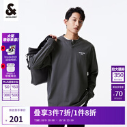 杰克·瓊斯（JACK&JONES）25年秋季植絨重磅棉字母休閑套頭寬松長袖T恤男裝打底衫內(nèi)搭外穿 水泥灰色E39 S 170