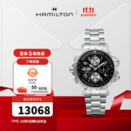 漢米爾頓（Hamilton） 漢密爾頓男表瑞士手表卡其航空超越風(fēng)速系列飛行員腕表禮物 銀色鋼帶黑盤44mm H77616133