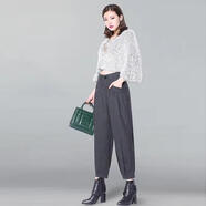俞兆林（YUZHAOLIN）加厚加絨哈倫褲女2025秋冬季加厚闊腿褲燈籠褲高腰寬松顯瘦哈倫褲 深灰色 27 二尺