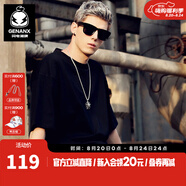 GENANX閃電潮牌夏季男士圓領(lǐng)純色t恤男衣多穿百搭寬松情侶款打底短袖T恤 黑色 M 【寬松版】請參考尺碼或客服