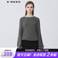 S.DEER圣迪奧2021女裝時(shí)尚羅紋圓領(lǐng)亮片燈籠袖系帶毛衣S21383522 德國(guó)灰/87 M 165
