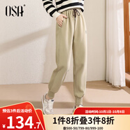 歐莎（OSA）灰色高腰加絨加厚休閑衛(wèi)褲女秋冬季2025年新款顯瘦哈倫褲 卡其色-B款（偏綠色） M