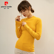 皮爾卡丹（pierre cardin）全棉線洋氣毛衣女半高領(lǐng)緊身針織衫修身絲光棉長(zhǎng)袖打底 姜黃色 L