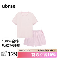 ubras水果系列套頭短袖短褲家居服套裝情侶女士睡衣女款-冷桃粉 M