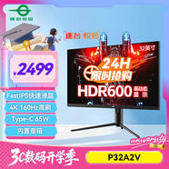 泰坦軍團 32英寸 4K 160Hz F-IPS 雙HDMI2.1 Type-C 65W供電 HDR600 內(nèi)置音箱 1ms電競電腦顯示器 P32A2V