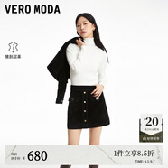 VEROMODA七夕禮物半身裙2025秋季新款蝴蝶金屬裝飾A字短款皮裙325311001 黑色 XL