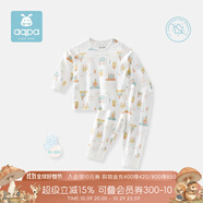 aqpa【195g新疆棉】嬰兒內(nèi)衣套裝純棉衣服秋冬男女寶寶兒童秋衣秋褲 白底雪人碰碰車 73