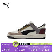 彪馬（PUMA）男女同款經(jīng)典休閑透氣復(fù)古百搭潮流板鞋 REBOUND 370539 米白色-黑色-紫紅色-07 38