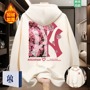 MY【奧萊精選】美式重磅潮牌加絨衛衣男秋冬季痞帥連帽外套情侶上衣 杏色連帽 加絨 L 建議體重【120-145斤】