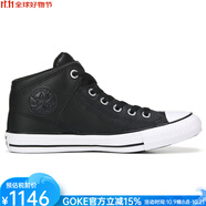 匡威（Converse）男鞋運(yùn)動(dòng)休閑鞋皮質(zhì)高幫系帶板鞋ALLSTAR全時(shí)尚印花經(jīng)典 Black/White 44.5
