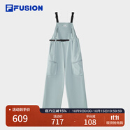 FILA FUSION斐樂潮牌梭織背帶褲女2025夏季新款時尚休閑寬松褲子 了了灰-GY M 165/66A/M