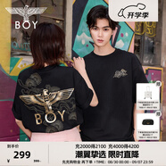 BOY LONDON【祥云報喜】25新款春夏情侶黑金老鷹針織短袖T恤N01826 黑色 L