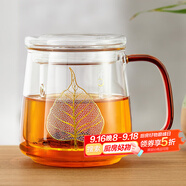 雅集透明玻璃杯一葉菩提男女士辦公家用耐熱玻璃泡茶茶水分離杯500ml