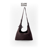 ECODAY秋冬麂皮編織包通勤托特包復(fù)古單肩斜挎hobo包女生日情人節(jié)禮物 檀褐色（大號）