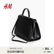 H&M女士包袋秋季單肩斜挎手提包皮帶裝飾中號購物包1251948 黑色 中包