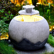 點(diǎn)道（DIANDAO）庭院流水噴泉水景觀小品高檔別墅現(xiàn)代花園陽(yáng)臺(tái)酒店會(huì)所裝飾品布置戶外魚池造景擺件 結(jié)果米白色+霧化器：長(zhǎng)53寬53高55CM