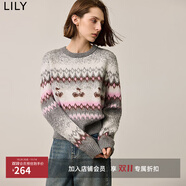LILY【費爾島系列】秋裝新款女裝復(fù)古寬松休閑通勤針織衫毛衣 120淺粉 L