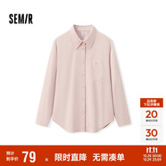 森馬（Semir）長袖襯衫女冬中長款寬松純棉燈芯絨純色襯衣通勤上衣101724105001