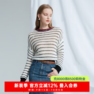 CAROLINE卡洛琳2024春季新款馬海毛圓領(lǐng)條紋毛針織衫ECREAG14 黑白條 S