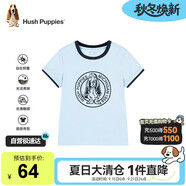 暇步士（Hush Puppies）童裝兒童25夏季圓領(lǐng)短袖T恤男女童款短袖 冰晶藍 110cm