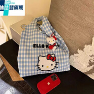 休仕登 XSDNhellokitty帆布包新款可愛風(fēng)手提單肩斜挎包夏季通勤大容量手挎包 單層版藍(lán)色KT【不含掛件】