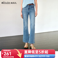 Olrain歐芮兒復(fù)古高腰微喇牛仔褲女夏季2025新款顯瘦顯高九分褲子 藍(lán)色 M 160/68A/M