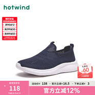 熱風(fēng)（Hotwind）男鞋春季新款男士網(wǎng)面鞋時尚休閑運動跑步鞋老人健步男鞋 29藏青蘭 42 偏大半碼