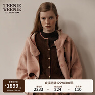 Teenie Weenie【趙露思同款】小熊綿羊毛毛呢大衣復古學(xué)院風(fēng)外套女 淺粉色 L (170)