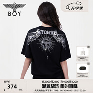 BOY LONDON【暗黑羅盤(pán)】夏情侶款短袖權杖印花炸街潮牌T恤N01906 黑印銀N01906 經(jīng)典升級款 L