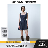 UR【明星同款】UR2025夏季新款女裝蝴蝶結(jié)牛仔連衣裙UYY850161 靛藍(lán) XL