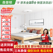 森普頓衣柜臥室平開門組合現(xiàn)代簡(jiǎn)易家用柜子收納衣櫥(可升級(jí)實(shí)木生態(tài)板) 四門衣柜+1.5M淺胡桃色床+床墊