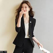 簡蜓小西裝外套女春夏新款氣質(zhì)修身高級感職業(yè)西服連衣裙套裝氣質(zhì)正裝 【長袖款】單件黑色西裝 M