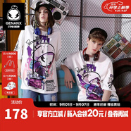 閃電潮牌（GENANX）太空棉夏季T恤男嘻哈情侶裝寬松字母印花動(dòng)漫五分袖潮流短袖 白色 S