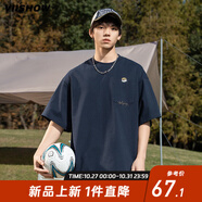 VIISHOW純棉情侶日系復古純棉重磅短袖t恤男款夏季美式潮牌寬松圓領(lǐng)體恤 藏青 M