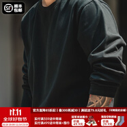 馬登工裝美式300G重磅純棉T恤男米白色圓領(lǐng)長(zhǎng)袖春秋打底衫男士衛(wèi)衣 黑色 L