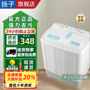 揚(yáng)子家用大容量洗衣機(jī)母嬰襪子半自動小型迷你洗衣機(jī)宿舍租房 4.2公斤白色波輪【小型雙桶款】