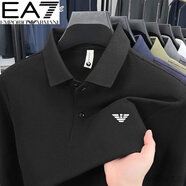 Emporio Armani EA7阿瑪尼長(zhǎng)袖t恤男士春秋季新款商務(wù)休閑棉體恤中青年P(guān)olo衫 A-24545黑色 L 170(適合體重120-130斤)