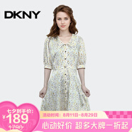 唐可娜兒（DKNY）【京東奧萊】碎花連衣裙裙子法式女神范茶歇裙泡泡袖中長(cháng)裙W2312Z W2312Z01-725 S