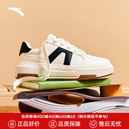 安踏（ANTA）A道丨休閑低幫板鞋女冬季經(jīng)典小白鞋百搭運(yùn)動(dòng)鞋122448023 象牙白/基礎(chǔ)黑-2 36
