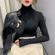 雅鹿韓國螺紋棉面料堆堆領(lǐng)打底衫女秋冬內搭2025洋氣緊身時(shí)尚高領(lǐng)T恤 套手指黑色 M 適合108斤以?xún)?
                                         title=