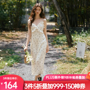 Olrain歐芮兒吊帶碎花連衣裙夏季女裝浪漫優(yōu)雅長裙子度假沙灘裙 波點 XL