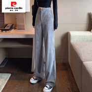 皮爾卡丹（pierre cardin）加絨拖地褲女2025秋冬韓版新款加厚直筒褲顯瘦燈芯絨休閑長(cháng)褲子 灰色【常規款】- 適合春天穿 薄 S