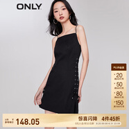 ONLY輕奢優(yōu)雅減齡顯瘦純色吊帶連衣裙女|123207094 H1Z 黑色 M